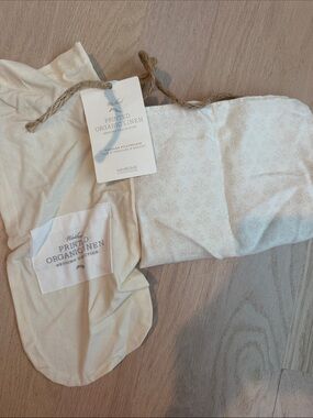Restoration Hardware Cream Printed Organic Linen Duvet Cover